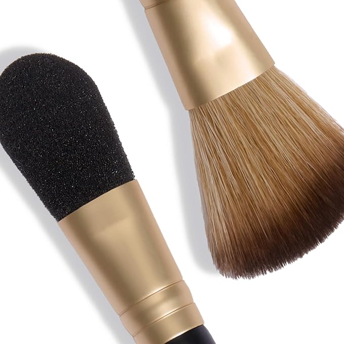 LAURA GELLER NEW YORK Dual-Ended Highlighter Brush - Multipurpose Makeup Brush for Highlighter, Blush, Bronzer and More - Includes Dual-Fiber Vegan Bristles and Satin Paddle for Flawless Application-VivaGrace Women