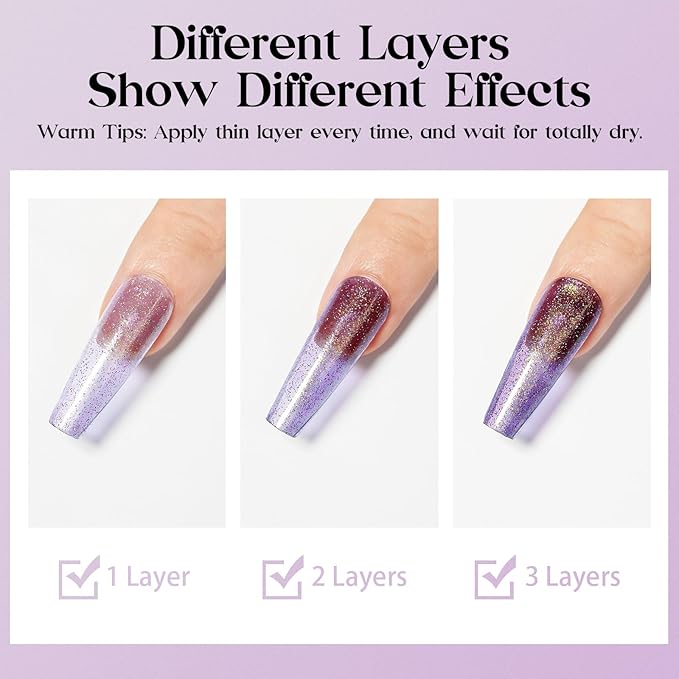 MIZHSE Quick Dry Nail Polish, Holographic Neon Purple Nail Polish Air Dry Fast, 15ml/0.5 fl oz Regular Sparkle Shimmery Oil-based Glitter Nail Lacquer Non Gel Full Coverage Nail Art Manicure Home