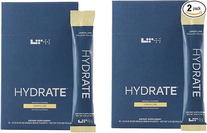 LTH Hydrate Hydration Mix - Trusted by Life Time Fitness Members - NSF Certified for Sport - Electrolyte Powder - Plant-Based, Non-GMO, Gluten Free - 15 Single-Serve Packets (Lemon Lime) - 2-Pack-VivaGrace Women