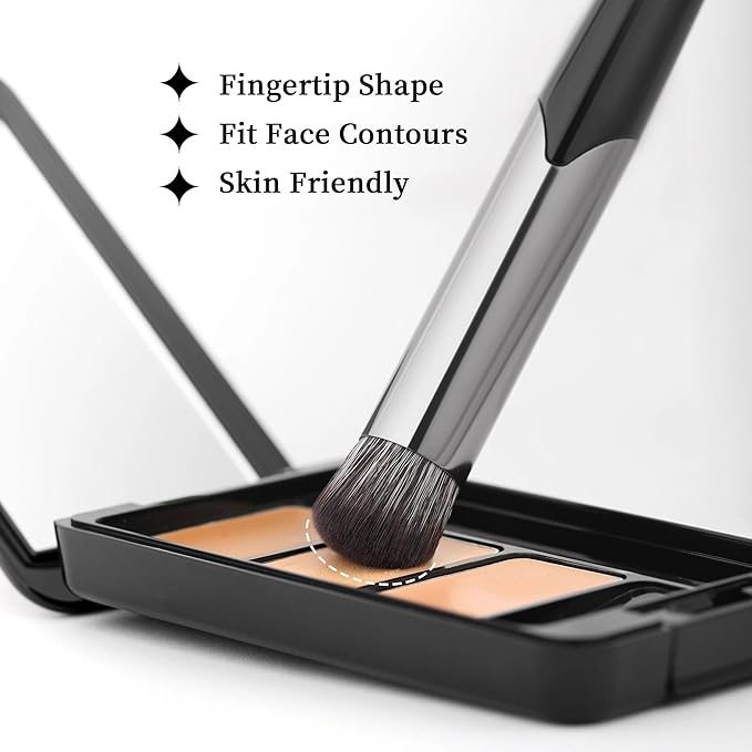 DUcare Concealer Brush Under Eye, Angled Small Nose Contour Brush, Mini Thin Slanted Foundation Dark Circles Puffiness, Puffy Face Eyebrow Eyes, Liquid Cream Blending-VivaGrace Women