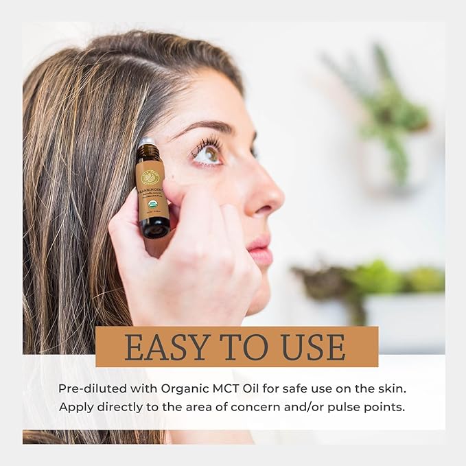 Silk Road Organic Frankincense Carterii Essential Oil Roll On, 100% Pure USDA Certified Aromatherapy for Radiant Skin, Body Aches, Stress Relief, & Calm - 10 ml Roller-VivaGrace Women