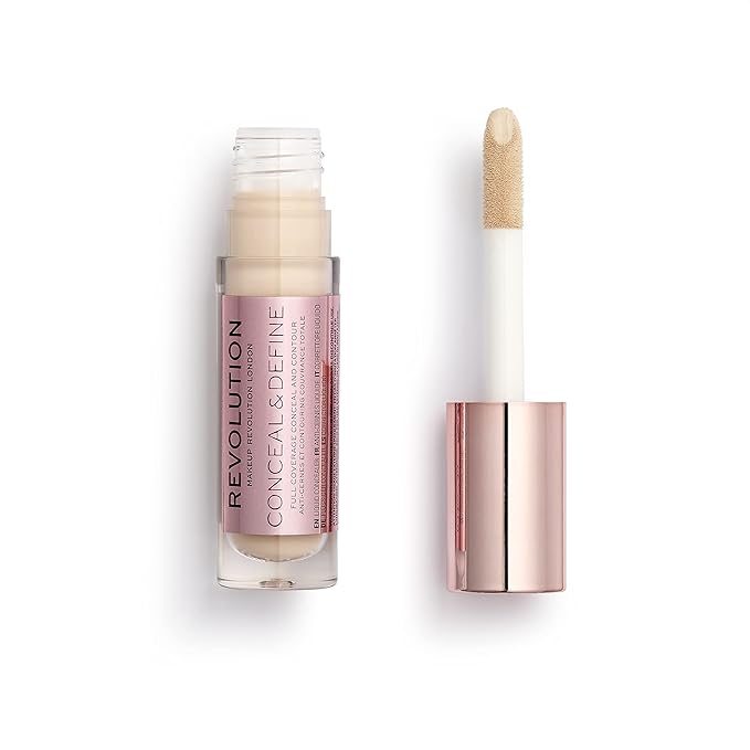 Makeup Revolution Conceal and Define Concealer, Full Coverage & Matte Finish, C2.5 for Fair/Light Skin Tones, Vegan & Cruelty-Free, 0.7 Fl Oz-VivaGrace Women