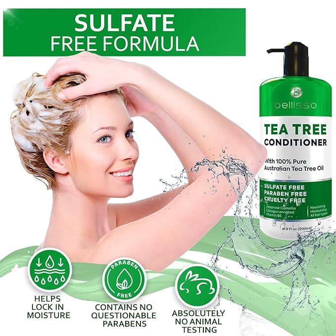 Tea Tree Oil Conditioner - Sulfate and Paraben Free - Anti Dandruff Treatment for Itchy, Dry Scalps - Ideal for Women and Men with Oily Hair and Scalp Buildup-VivaGrace Women