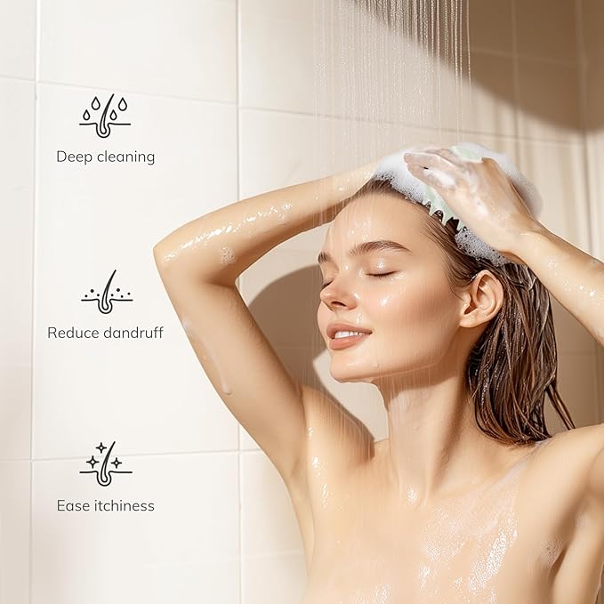 Sndyi Silicone Scalp Massager Hair Growth, Scalp Scrubber with Soft Silicone Bristles, Scalp Exfoliator for Dandruff Removal, Large Size Shampoo Brush, Wet Dry Scalp Brush for Long Thick Curly Hair-VivaGrace Women