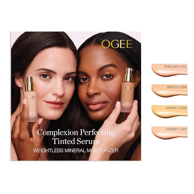 Ogee Complexion Perfecting Liquid Foundation - Lightweight Tinted Moisturizer For Face (Aspen 1.0W - Fair, Warm Undertones) - with Vitamin C & Jojoba Oil - Certified Organic & Made in USA-VivaGrace Women