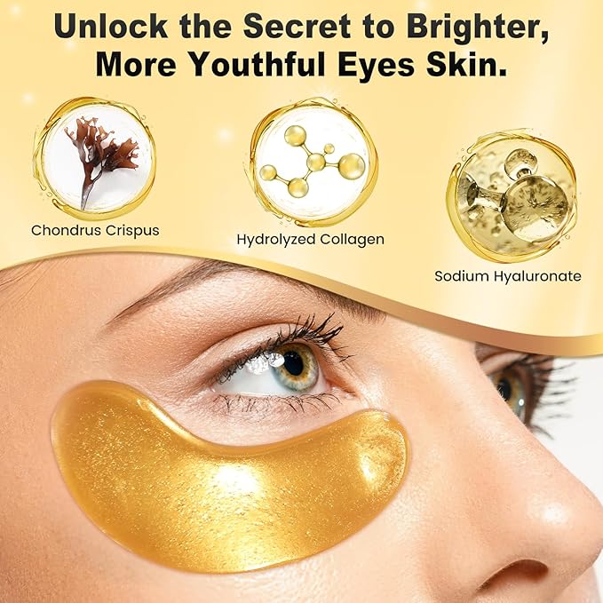 Under Eye Patches (25 Pairs) - 24K Gold Eye Masks Enriched with Abundant Collagen | Diminish Dark Circles and Puffiness | Anti-Aging, Smooth Fine Line, Nourish Skin - Gifts for Women Skin Care-VivaGrace Women
