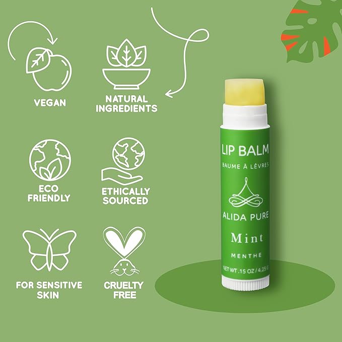 Mint Lip Balm Collection, Vegan Lip Balm Set, Beeswax Free, with Avocado Oil, Organic Jojoba Oil, and Vitamin E, Natural Moisturizer for Dry, Chapped Lips, 5 Tube Set-VivaGrace Women