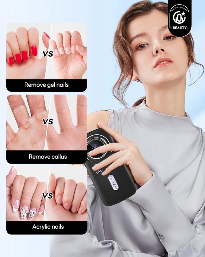CozyZen Cordless Nail Drill Professional: 45000 RPM Rechargeable Electric Nail File Kit, Portable & Low Noise for Acrylic, Gel Nails, Manicure & Pedicure - Salon & Home Use-VivaGrace Women