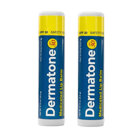Dermatone Lip Balm SPF 30 | Medicated | Moisturizing | Cocoa Butter, Aloe, Vitamin E | Soothe & Replenish Chapped Lips | 2-Pack, 0.15 oz sticks-VivaGrace Women