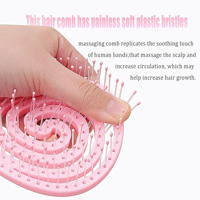 4 Pieces【Ultra-Soft】Baby Fine or Straight Hair Detangling Hair Brush for Kids【Skin-friendly material】Faster Blow Drying Styling Hair Detangling Brush with Flexible Bristles（Food grade ABS）Compact size-VivaGrace Women