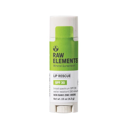 Raw Elements Organic Outdoor Sunscreen Lip Balm Rescue - SPF 30, UVA-UVB Protection, Reef-Safe, Non-Nano Zinc, Water Resistant, 0.15 oz (Pack of 1)-VivaGrace Women