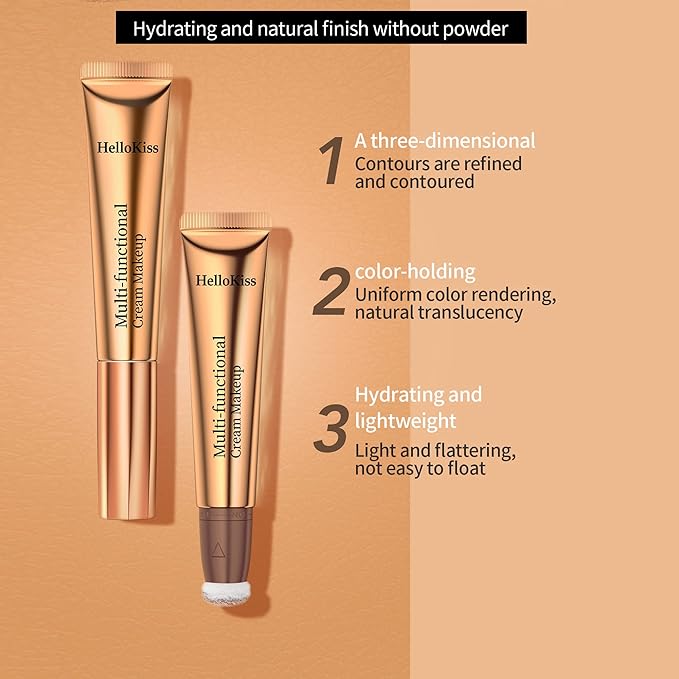 3pcs Contour Beauty Wand, Blush Wand and Liquid Highlighter Wand with Cushion Applicator, Long Lasting Silky Smooth Blendable Contour Highlighter Blush Stick,Cruelty Free,Contour +Blush +Highlighter Set（#01+#03+#05）-VivaGrace Women