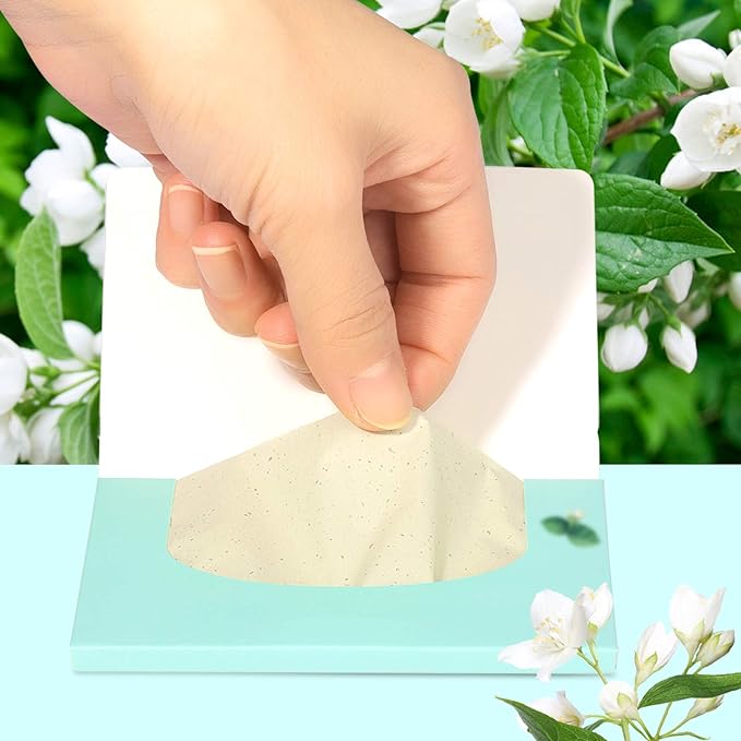Teenitor Oil Absorbing Sheets for Face, 1000 Sheets Jasmine Oil Blotting Paper for Oily Skin, Natural Oil Control Film Oil Blotting Sheets for Face Men Women, Face Oil Sheets-VivaGrace Women