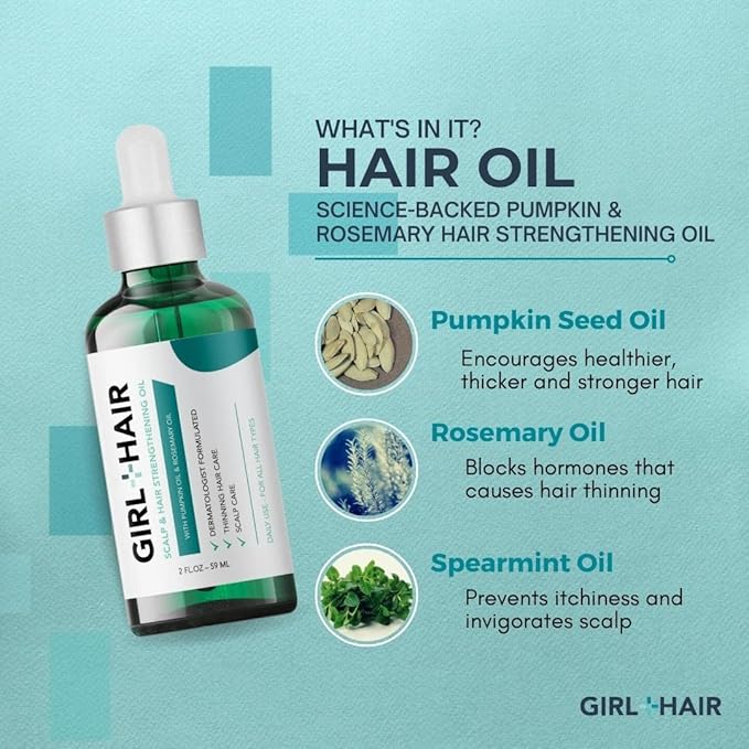 G+H Strengthening Oil | Promotes Thicker, Fuller Hair & Healthy Scalp | With Pumpkin & Rosemary for Healthy Hair | For All Hair Types (2 fl oz)-VivaGrace Women