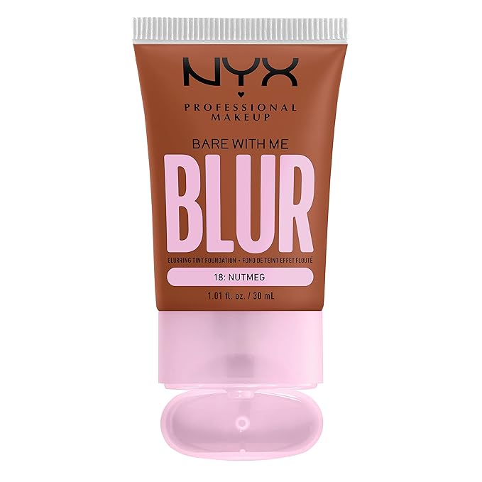 NYX PROFESSIONAL MAKEUP Bare With Me Blur Skin Tint Foundation Make Up with Matcha, Glycerin & Niacinamide - Nutmeg-VivaGrace Women