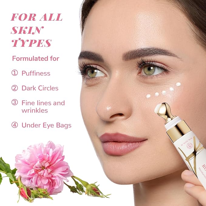 ANAI RUI Rose Caffeine Eye Cream for Dark Circles, Under Eye Serum for Puffiness Bags, Anti-Aging Eye Cream with Retinol, Collagen, Hydrating, Firming, Reduce Wrinkles and Fine Lines Daily 0.5 FL OZ-VivaGrace Women