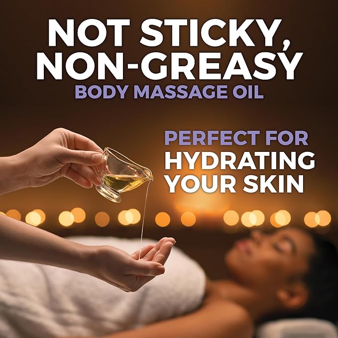 Viva Naturals Organic Massage Oil (8 fl. oz.) - Lavender Scented Non-Greasy Body Massage Oil with Mess-Free Pump, Moisturizing Massage Oils for Massage Therapy, Non-GMO and Certified Organic, 237 mL-VivaGrace Women