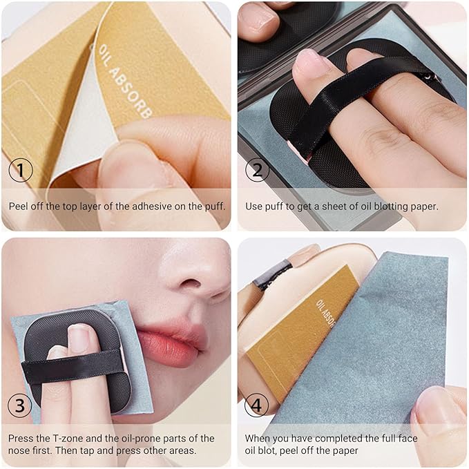 KYDA 200 Sheets Bamboo Charcoal Oil Blotting Paper with Mirror and Puff, Refills Included, Face Oil Absorbing Sheets, Makeup Friendly Oil Control Paper, Travel Size Oil Control Film-VivaGrace Women