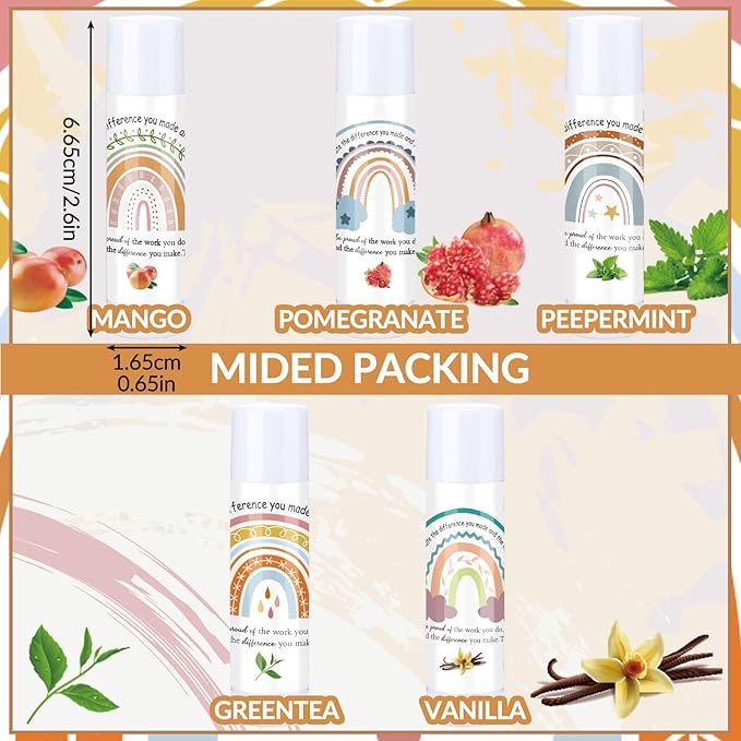 Teacher Appreciation Lip Balm Gifts Rainbow Employee Thank You Gifts for Being Awesome Graduation Party Favor for Teacher Coworkers Women Colleague Staff Friend Volunteer(100 Pcs)-VivaGrace Women