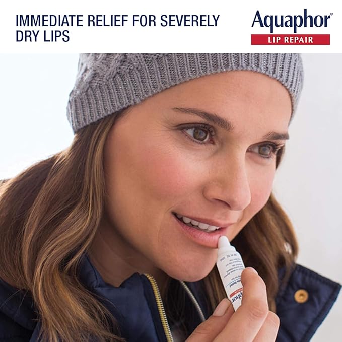 Aquaphor Lip Repair Ointment - Long-lasting Moisture to Soothe Dry Chapped Lips - .35 fl. oz Tube, 4 Pack-VivaGrace Women