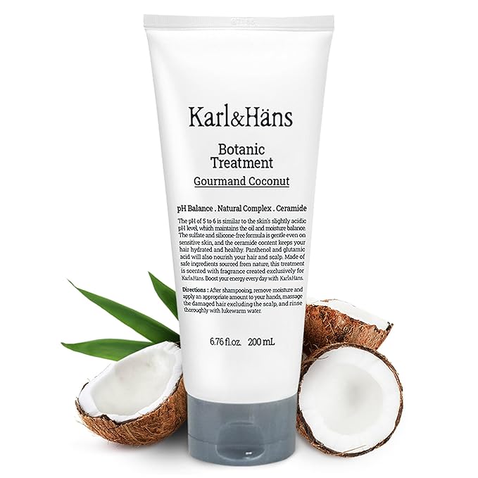 Karl&Hans Botanic Gourmand Coconut Conditioner Hair Treatment - Organic, Silicone-Free, Moisturizing with Ceramide, Coconut Oil & Natural Extracts for All, Dry, Damaged, Frizzy Hair, 6.76 fl oz-VivaGrace Women