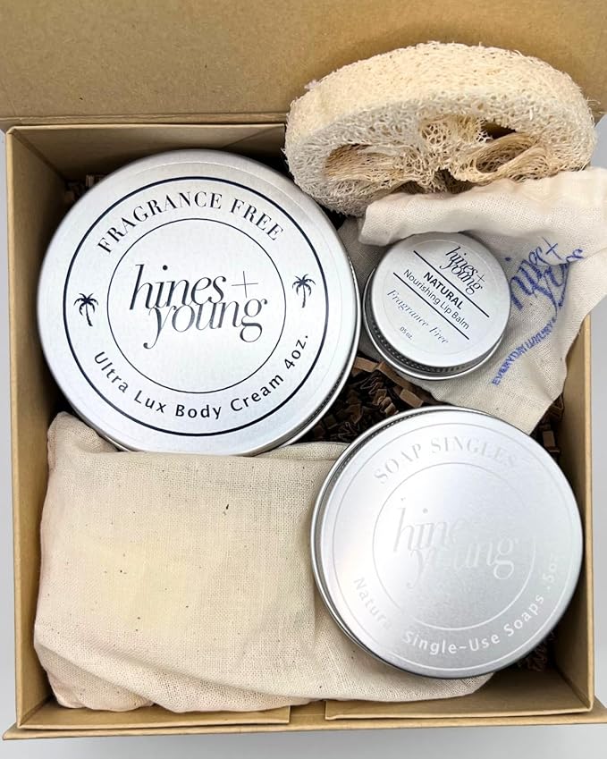 Hines+Young Natural Body Care Set - Contains our Fragrance Free Body Cream, Natural Lip Balm, Soap Singles Tin & Soap Refill Tin, Hydrate & Refresh, Natural Ingredients, Ideal Gift Set-VivaGrace Women