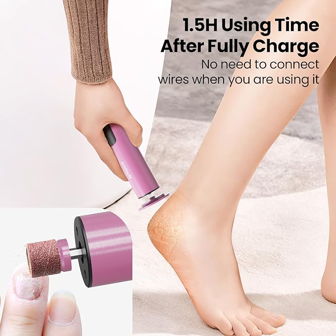 Electric Foot Callus Remover, 2 in 1 | 6 Speed Adjustable Foot File Nail Grinder with Sandpaper Disks, Professional Sander Pedicure Tool for Feet Dead Skin, Self Care Gifts for Women Mom Lover Friends-VivaGrace Women