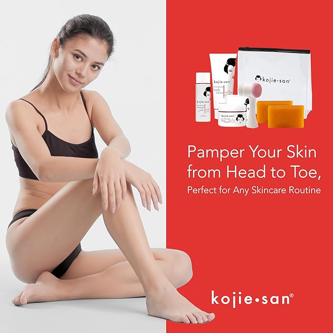 Kojie San Face & Body Shower Set - The Original Kojic Acid Soap that Reduces Visibility of Dark Spots, Hyperpigmentation, and Other types of Skin Damage – 135g x 2 Bars with Lotion, Cream and Toner-VivaGrace Women