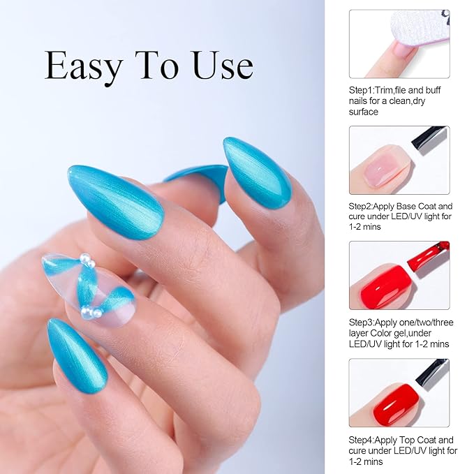 Imtiti Pearl Neon Gel Nail Polish, 1 Pcs 15ml Neon Blue Color Soak Off LED Long-Lasting Nail Gel Polish Nail Art Starter Manicure Salon DIY at Home, 0.5 Fluid Ounces