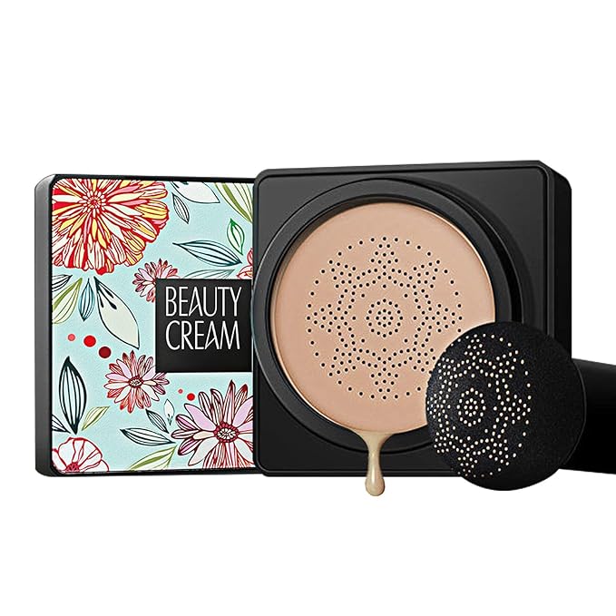 GL-Turelifes Mushroom Head Air Cushion Foundation CC Cream Water Feeling Flawless BB Cream Moisturizing Oil Control, Lightweight & Smoothing Natural Concealer (Natural Color)-VivaGrace Women