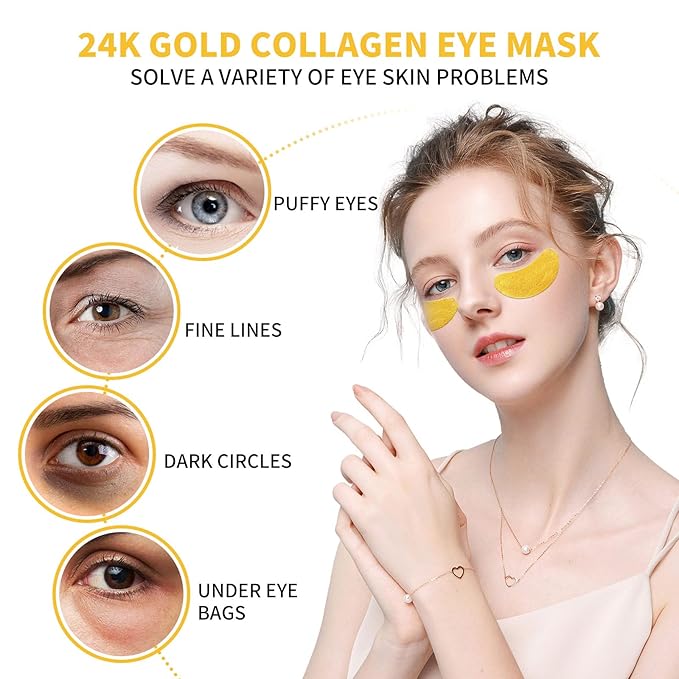 Under Eye Patches, 120 Pcs Golden Under Eye Mask, Eye Treatment Mask for Under Eye Bags, Dark Circles, Puffy Eyes, Fine Lines, Anti-Aging and Anti-Wrinkle, Collagen Eye Mask Skincare-VivaGrace Women