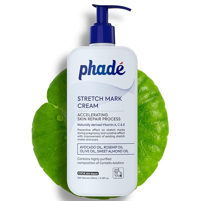 Phade Stretch Mark Cream with CICA - 200ml | Pregnancy, Scars, Uneven Skin Tone, Aging | Dermatologist Tested, Clinically Proven Formula for Stretch Marks, Hydration, and Skin Repair-VivaGrace Women