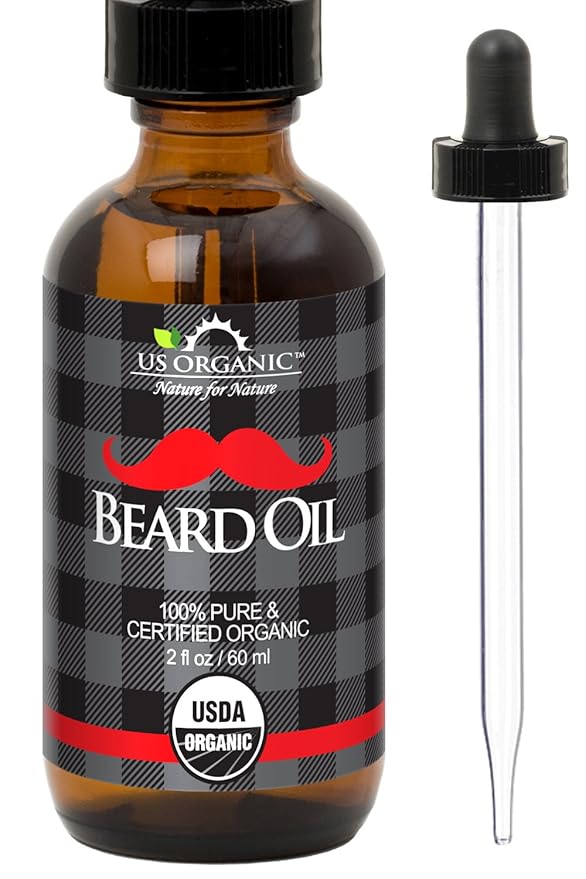 US Organic Beard Oil, 100% Pure, USDA Certified, Softens, shine, moisturizes, Amber Glass Bottle with Eye Dropper, 2 Ounce-VivaGrace Women
