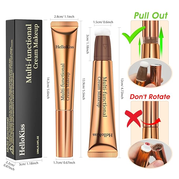 Liquid Contour Beauty Wand, Cream Liquid Contour Stick Matte Bronzer Stick with Cushion Applicator, Lightweight Blendable, Long Lasting Silky Liquid Face Shaping & Contouring Stick | 0# Contour Light brown-VivaGrace Women