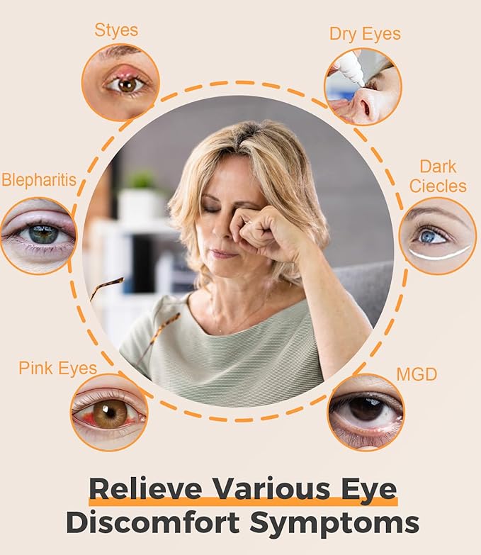 Heated Eye Mask for Dry Eyes, Cordless Warm Eye Compress, Styes, Blepharitis, 1000mAh, 3 Heat Levels, Electric, Light-Blocking, Washable Cover, Travel (Gray)-VivaGrace Women