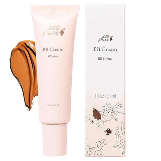 100% PURE BB Cream Shade 30 Radiance Full Face Coverage Skin Care & Glow - All-In-One Primer Concealer & Foundation Makeup - Shimmery, Dewy Youth Tan Color w/Warm Golden Undertone - Vegan - 1 Fl Oz-VivaGrace Women