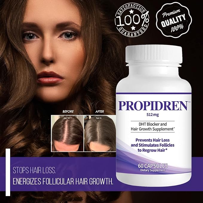 Propidren by HairGenics - DHT Blocker & Hair Growth Capsules to Prevent Hair Loss & Stimulate Hair Follicles, to Stop Hair Loss & Regrow Hair. Proprietary Anti-Hair Loss & Hair Regrowth Treatment.-VivaGrace Women