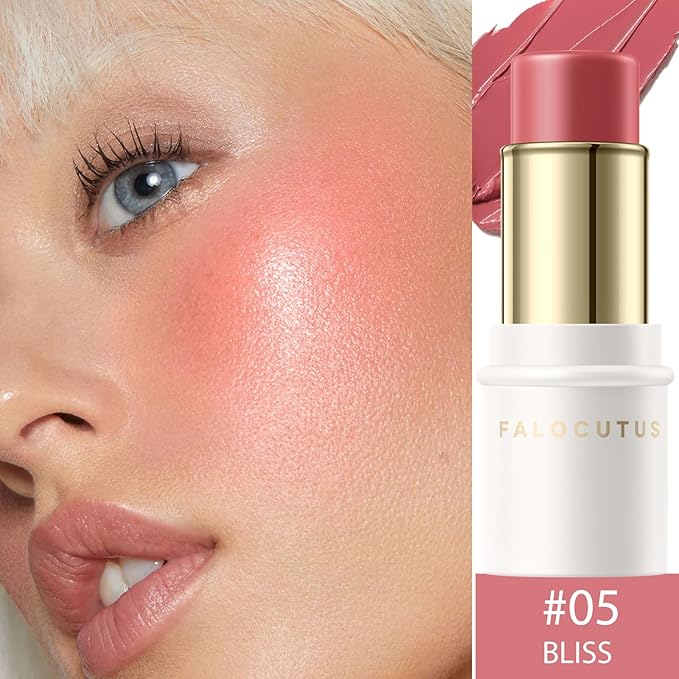 2Pcs Cream Blush Makeup Stick,Monochromatic Multi-Stick Face Blush for Cheek,Lip and Eye,Matte and Dewy Finish for Long Wearing,Easy Application.BLISS-VivaGrace Women