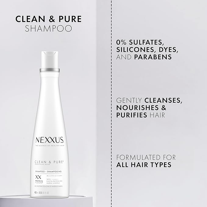 Nexxus Clean and Pure Clarifying Shampoo With ProteinFusion, For Nourished Hair Paraben-Free 13.5 oz-VivaGrace Women