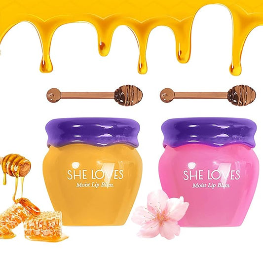 Sakura & Honey Lip Mask with Stick, Day & Night Repair Deep Moisture and Fade Lip Lines, Rich in Vitamin E & Cherry Blossom Extract Beeswax Essence Natural Lip Enhancer Care Sleeping Lip Mask-VivaGrace Women