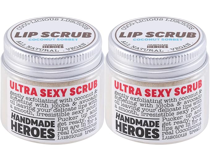 100% Natural Lip Scrub for Soft, Smooth Lips, Vegan Lip Scrub Gentle Exfoliator for Chapped and Dry Lips. 2 pc Coconut Lip Exfoliator Set lip exfoliator.-VivaGrace Women