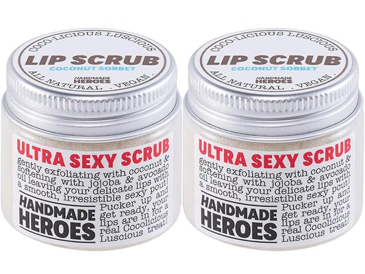 100% Natural Lip Scrub for Soft, Smooth Lips, Vegan Lip Scrub Gentle Exfoliator for Chapped and Dry Lips. 2 pc Coconut Lip Exfoliator Set lip exfoliator.-VivaGrace Women