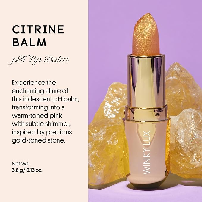 Winky Lux Citrine Balm, pH Lip Balm, Color Changing Lipstick and Tinted Lip Balm, Vegan & Cruelty Free Lip Balm, Hydrate & Plump, Sheer Pink Lipstick, Citrine-VivaGrace Women