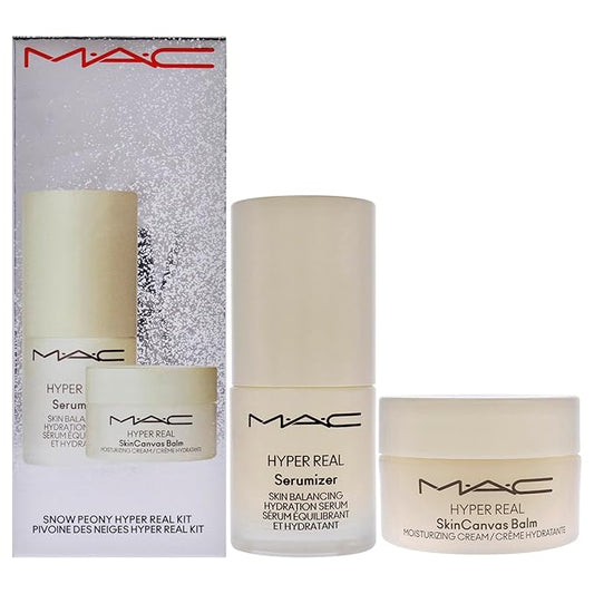 Bizzare Blizzard Snow Peony Hyper Real Kit by MAC for Women - 2 Pc 0.5oz Hyper Real Serum, 0.5oz Hyper Real Cream-VivaGrace Women