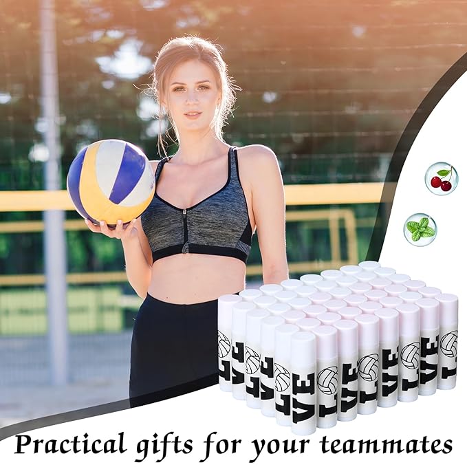 50 Pcs Happy Birthday Lip Balm Bulk Volleyball Moisturizing Lip Gloss with Natural Ingredients Lip Balm Bulk Gifts Baskets Business for Girls Men Women and Children Party (Stylish Volleyball)-VivaGrace Women