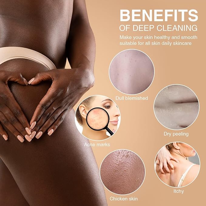 UJFQBH 3 Pieces African exfoliating net African Net Long Net Bath Sponge Exfoliating Shower Body Scrubber Back Scrubber Skin Smoother,Great for Daily Use (Purple Gray Blue)-VivaGrace Women