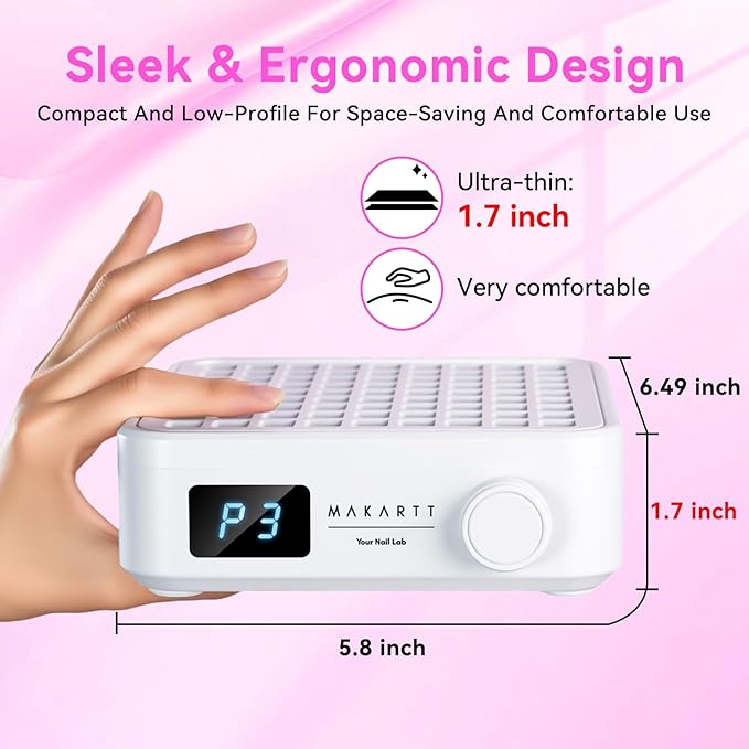 Makartt Professional Nail Dust Collector – Powerful Dust Collector Nail Tech Quite Suction Machine for Acrylic Nails Manicure & Pedicure Salon & Home Use Includes 10pcs Filters & Dust Brush-VivaGrace Women