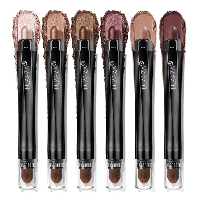 Neutral Eyeshadow Stick Makeup 6PCS Set, Brown Metallic Shimmer Matte Cream Eye Shadow Eyeliner Brightener Pencil Crayon - GRAPE WINE-VivaGrace Women