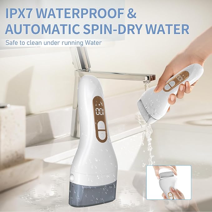 Electric Callus Remover for Feet - with Larger Grinding Head, Portable Pedicure Kit Foot File Callus Remover, Rechargeable Waterproof Foot File for Foot Care Deadskin Remover LCD Display-White-VivaGrace Women