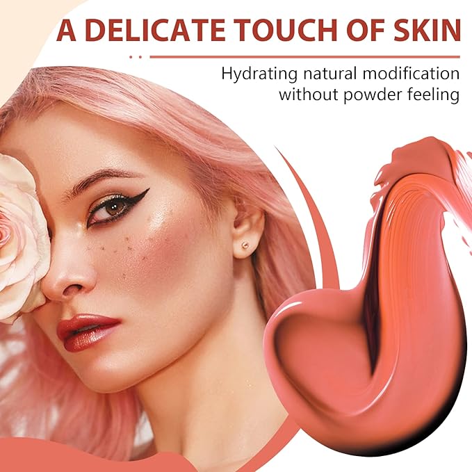 Blush Beauty Wand, Matte Face Blush with Cushion Applicator, Natural Silky Smooth Creamy Liquid Blush Wand, Lightweight Blendable Blush Stick for Cheek, Cruelty-free (Soft Rose)-VivaGrace Women